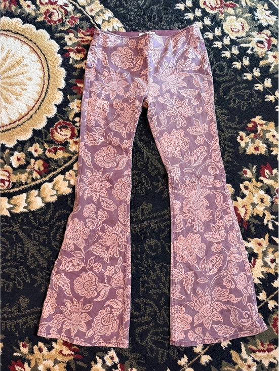 We The Free Denim - We the Free floral purple and pink boho hippie flared bell bottom stretch jeans